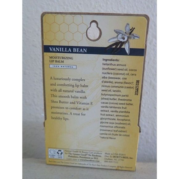 Burt's Bees Vanilla Bean Moisturizing Lip Balms - 2 Pack - 100% Natural - Picture 2 of 4